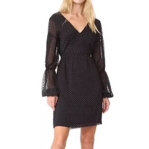 Club Monaco Jowdie Black & White Polka Dot Wrap Dress